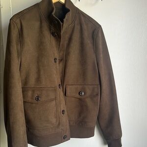 Express Brown Military Field Jacket with Stand-Up Collar
